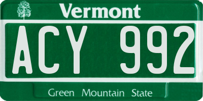 VT license plate ACY992