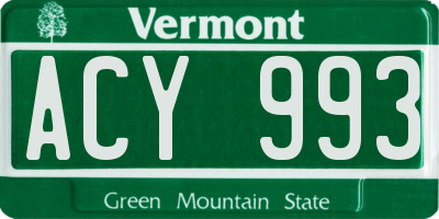 VT license plate ACY993