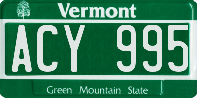 VT license plate ACY995