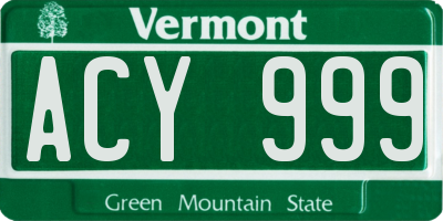 VT license plate ACY999