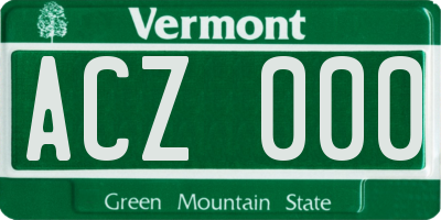 VT license plate ACZ000