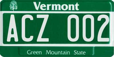 VT license plate ACZ002