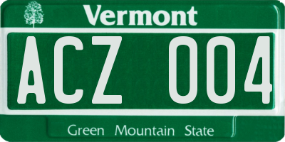 VT license plate ACZ004