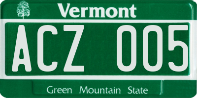 VT license plate ACZ005