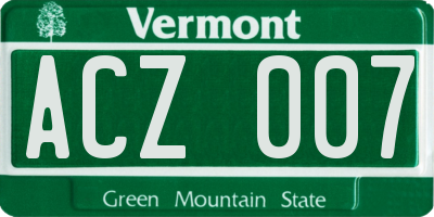 VT license plate ACZ007