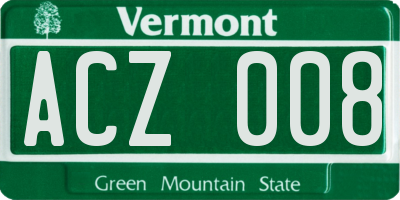 VT license plate ACZ008