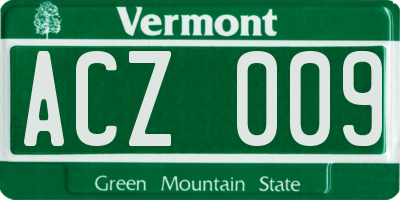 VT license plate ACZ009
