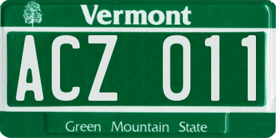 VT license plate ACZ011