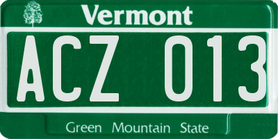 VT license plate ACZ013