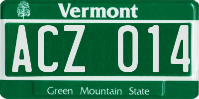 VT license plate ACZ014