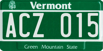 VT license plate ACZ015