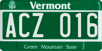 VT license plate ACZ016