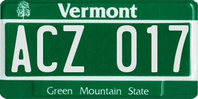 VT license plate ACZ017