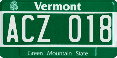 VT license plate ACZ018