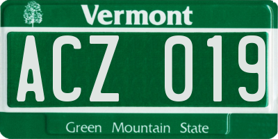 VT license plate ACZ019