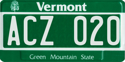 VT license plate ACZ020