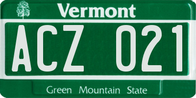 VT license plate ACZ021