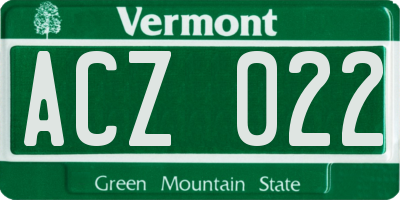 VT license plate ACZ022