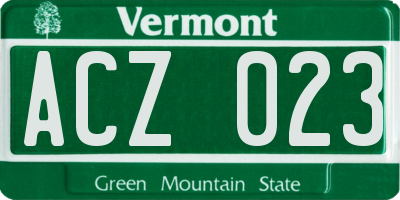 VT license plate ACZ023