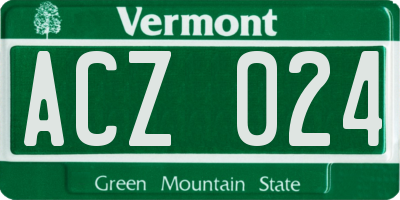VT license plate ACZ024