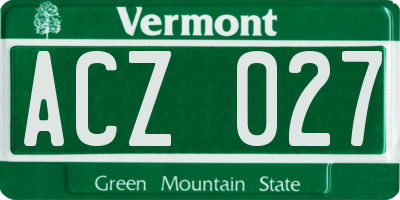 VT license plate ACZ027