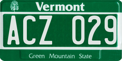 VT license plate ACZ029