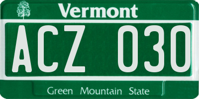VT license plate ACZ030