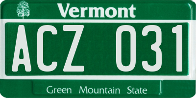 VT license plate ACZ031