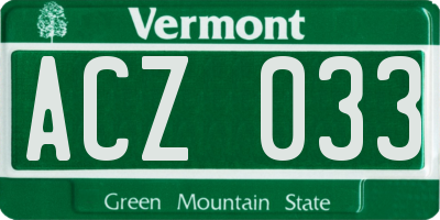 VT license plate ACZ033