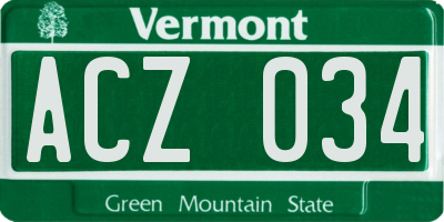 VT license plate ACZ034