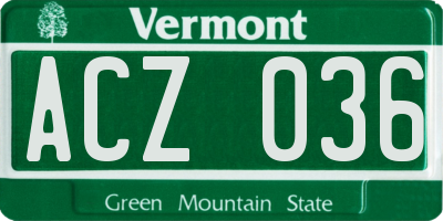 VT license plate ACZ036