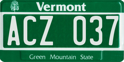 VT license plate ACZ037