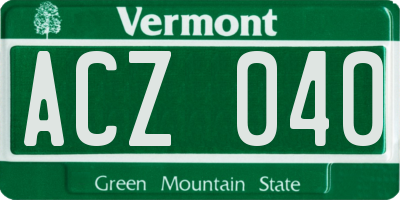 VT license plate ACZ040