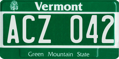 VT license plate ACZ042