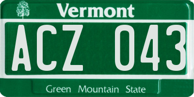VT license plate ACZ043