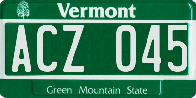 VT license plate ACZ045