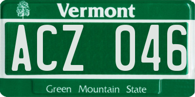 VT license plate ACZ046