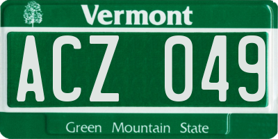 VT license plate ACZ049
