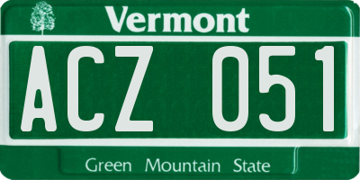 VT license plate ACZ051