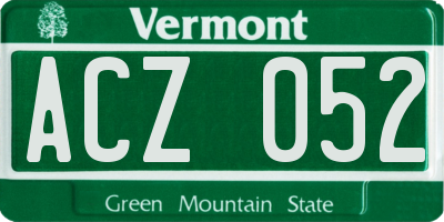 VT license plate ACZ052