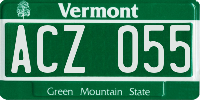 VT license plate ACZ055