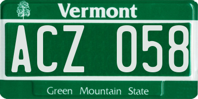 VT license plate ACZ058