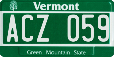VT license plate ACZ059