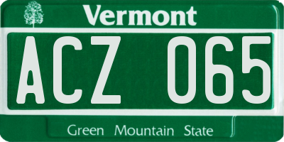 VT license plate ACZ065