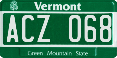 VT license plate ACZ068