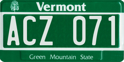 VT license plate ACZ071