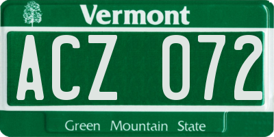 VT license plate ACZ072