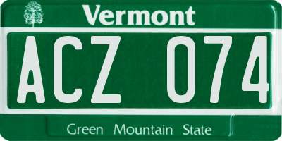 VT license plate ACZ074
