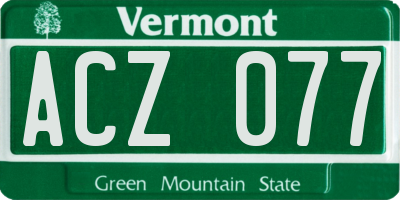 VT license plate ACZ077