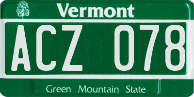 VT license plate ACZ078
